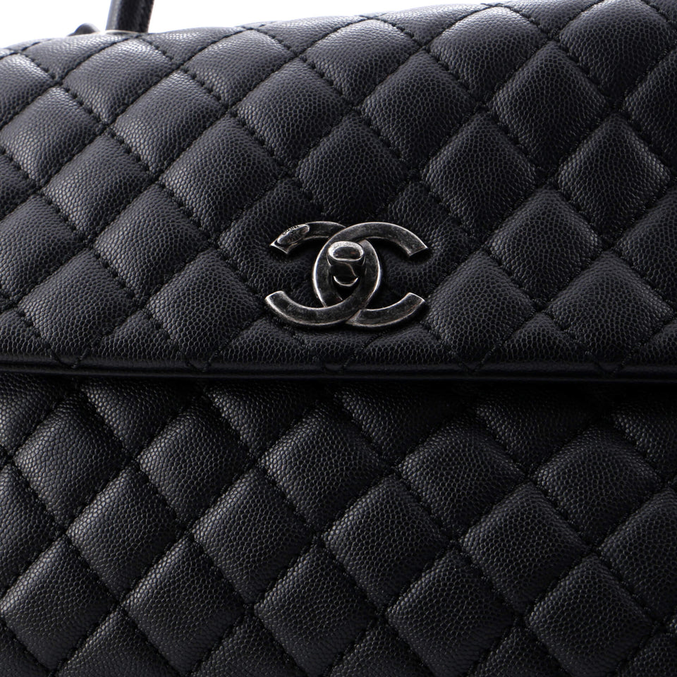 Coco Top Handle Bag Quilted Caviar Medium