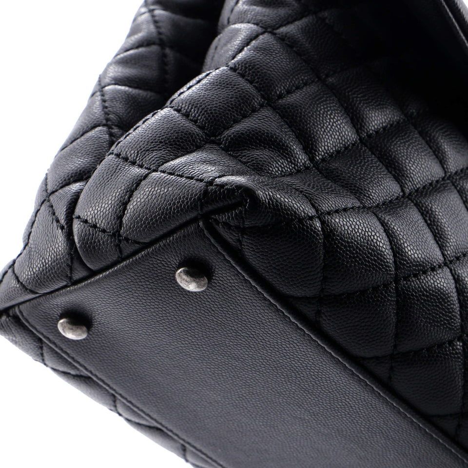 Coco Top Handle Bag Quilted Caviar Medium