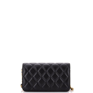 Pearl Crush Flap Phone Holder with Chain Quilted Lambskin