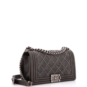 Boy Flap Bag Studded Quilted Distressed Calfskin Old Medium