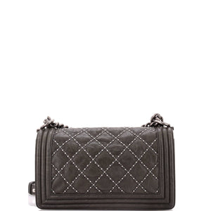 Boy Flap Bag Studded Quilted Distressed Calfskin Old Medium