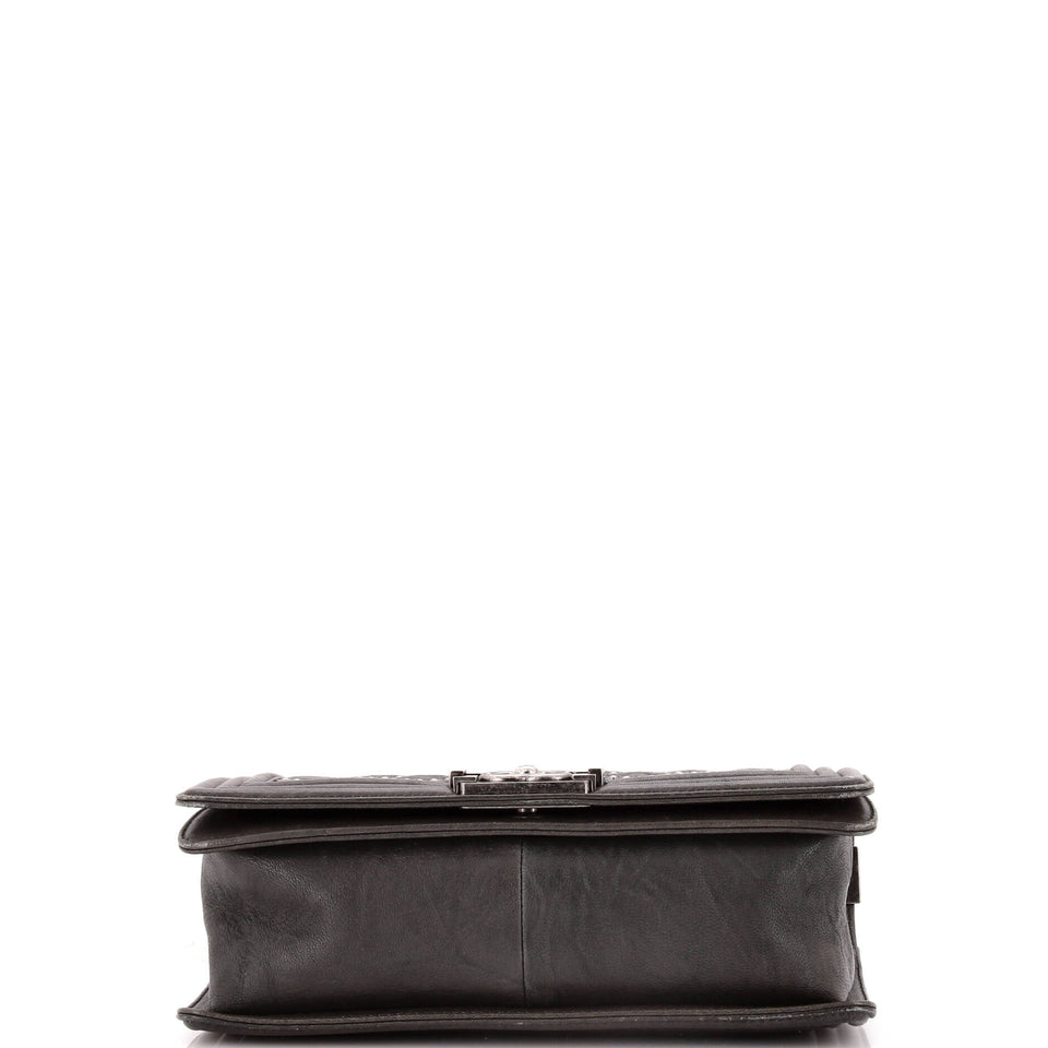 Boy Flap Bag Studded Quilted Distressed Calfskin Old Medium
