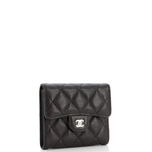 CC Compact Classic Flap Wallet Quilted Caviar