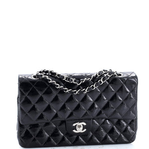 Classic Double Flap Bag Quilted Crinkled Patent Medium