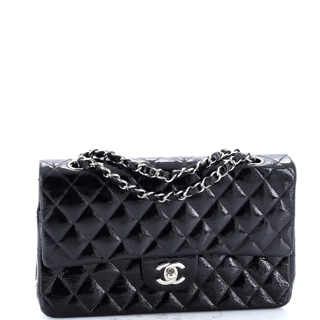 Classic Double Flap Bag Quilted Crinkled Patent Medium