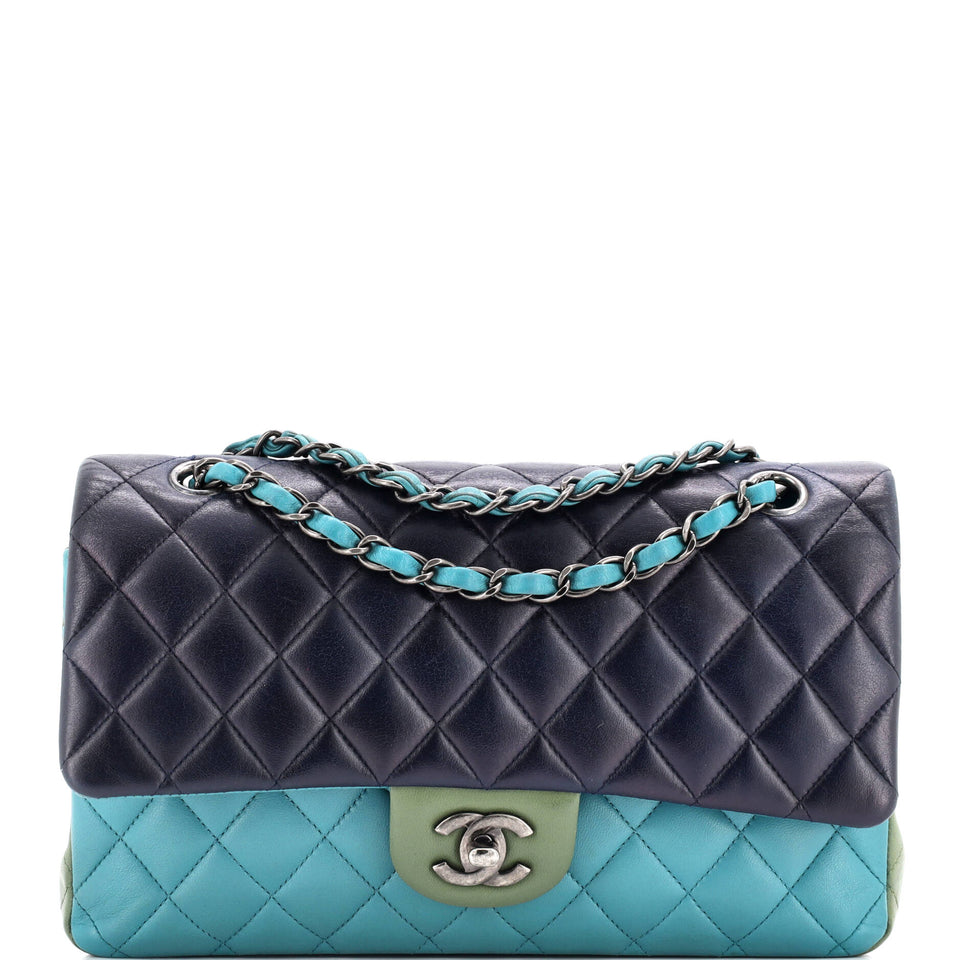 Tricolor Classic Double Flap Bag Quilted Lambskin Medium
