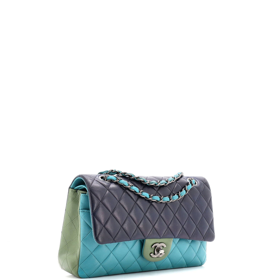 Tricolor Classic Double Flap Bag Quilted Lambskin Medium