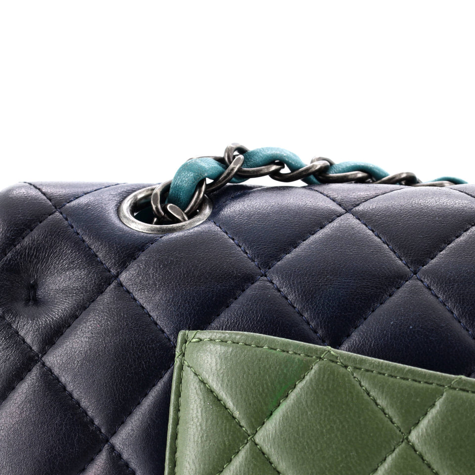 Tricolor Classic Double Flap Bag Quilted Lambskin Medium