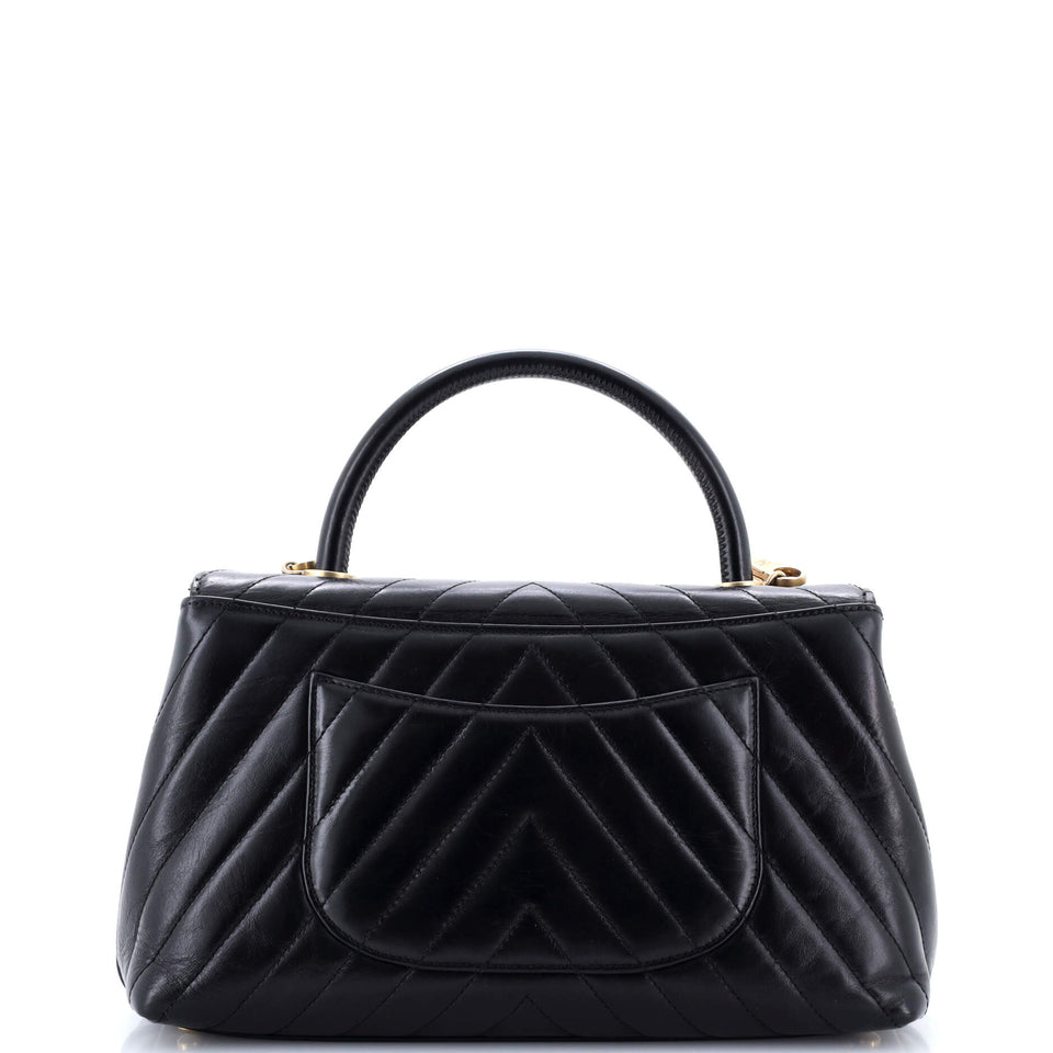 Coco Top Handle Bag Chevron Calfskin Small