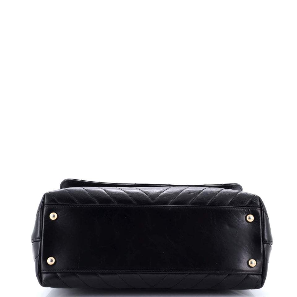 Coco Top Handle Bag Chevron Calfskin Small