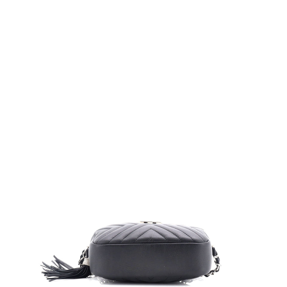 CC Tassel Camera Bag Diagonal Chevron Calfskin Mini