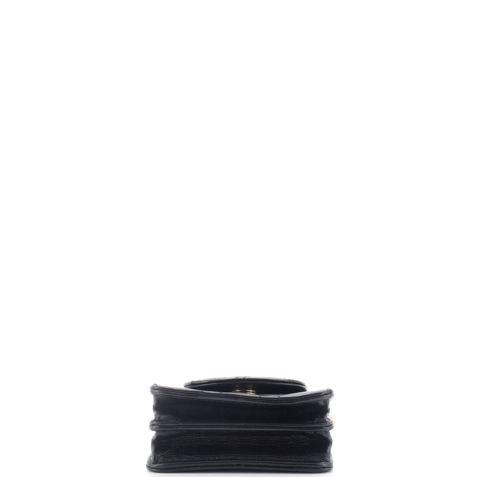CC Accordion Round Flap Clutch with Chain Quilted Lambskin Mini