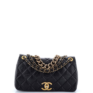 Pondichery Flap Bag Quilted Aged Calfskin Small