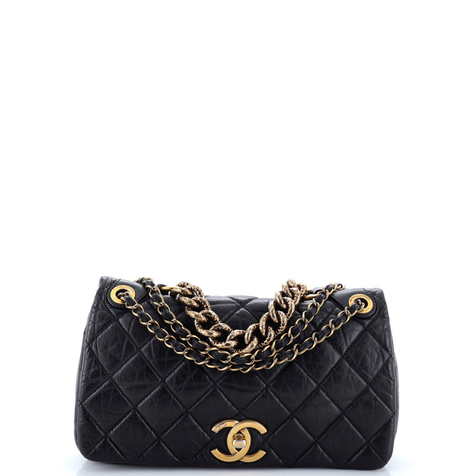 Pondichery Flap Bag Quilted Aged Calfskin Small