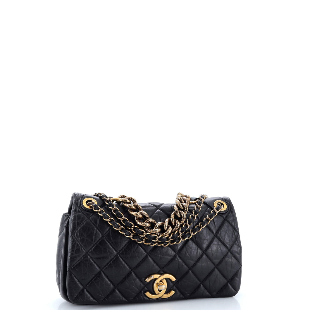 Pondichery Flap Bag Quilted Aged Calfskin Small
