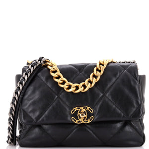 19 Flap Bag Quilted Leather Large