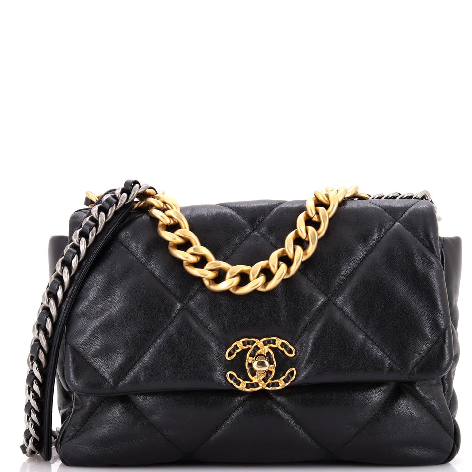19 Flap Bag Quilted Leather Large