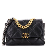 19 Flap Bag Quilted Leather Large