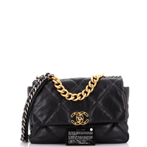 19 Flap Bag Quilted Leather Large