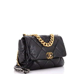 19 Flap Bag Quilted Leather Large