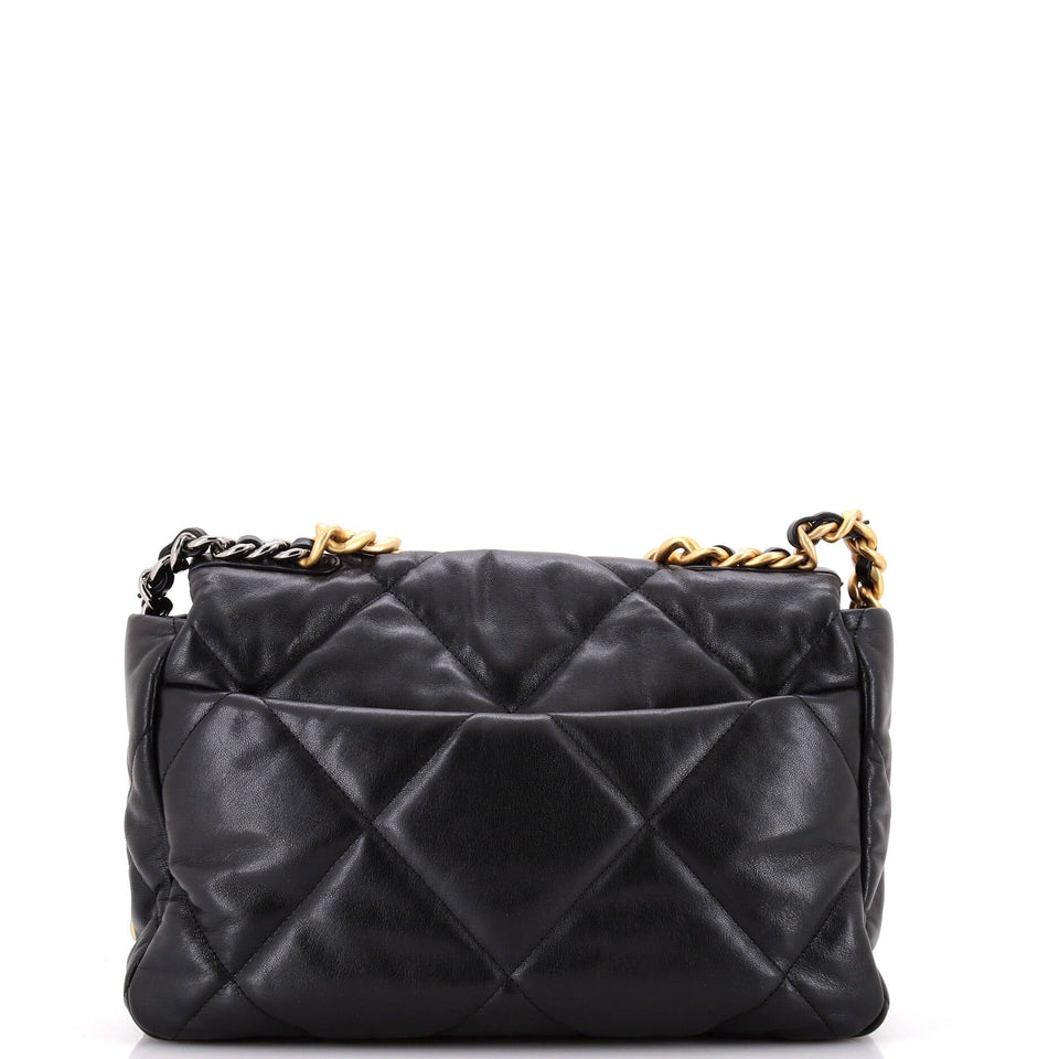 19 Flap Bag Quilted Leather Large