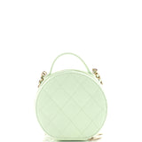 Handle with Care Round Vanity Case with Chain Quilted Caviar Small