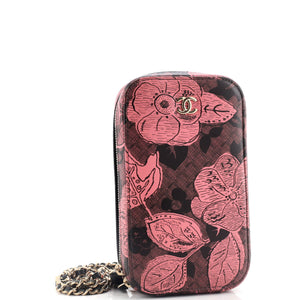 Zip Around Phone Case with Chain Printed Lambskin