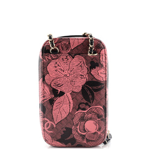 Zip Around Phone Case with Chain Printed Lambskin