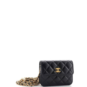 Maxi Pearl Clutch with Chain Quilted Lambskin Mini