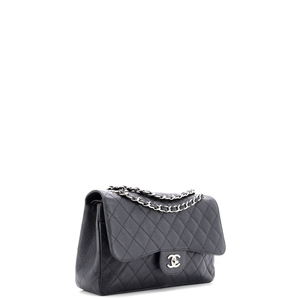 Vintage Classic Double Flap Bag Quilted Caviar Jumbo