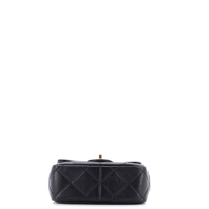 Oval Logo Chain Handle Flap Bag Quilted Lambskin Mini