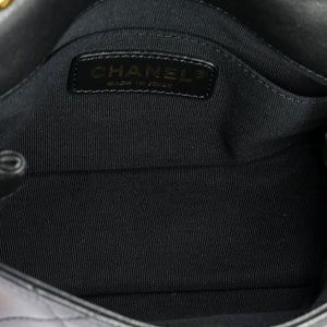 Oval Logo Chain Handle Flap Bag Quilted Lambskin Mini
