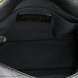 Oval Logo Chain Handle Flap Bag Quilted Lambskin Mini