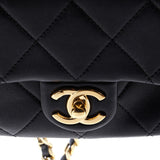 Oval Logo Chain Handle Flap Bag Quilted Lambskin Mini