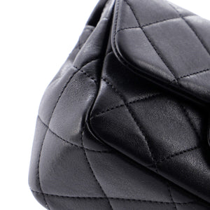 Oval Logo Chain Handle Flap Bag Quilted Lambskin Mini