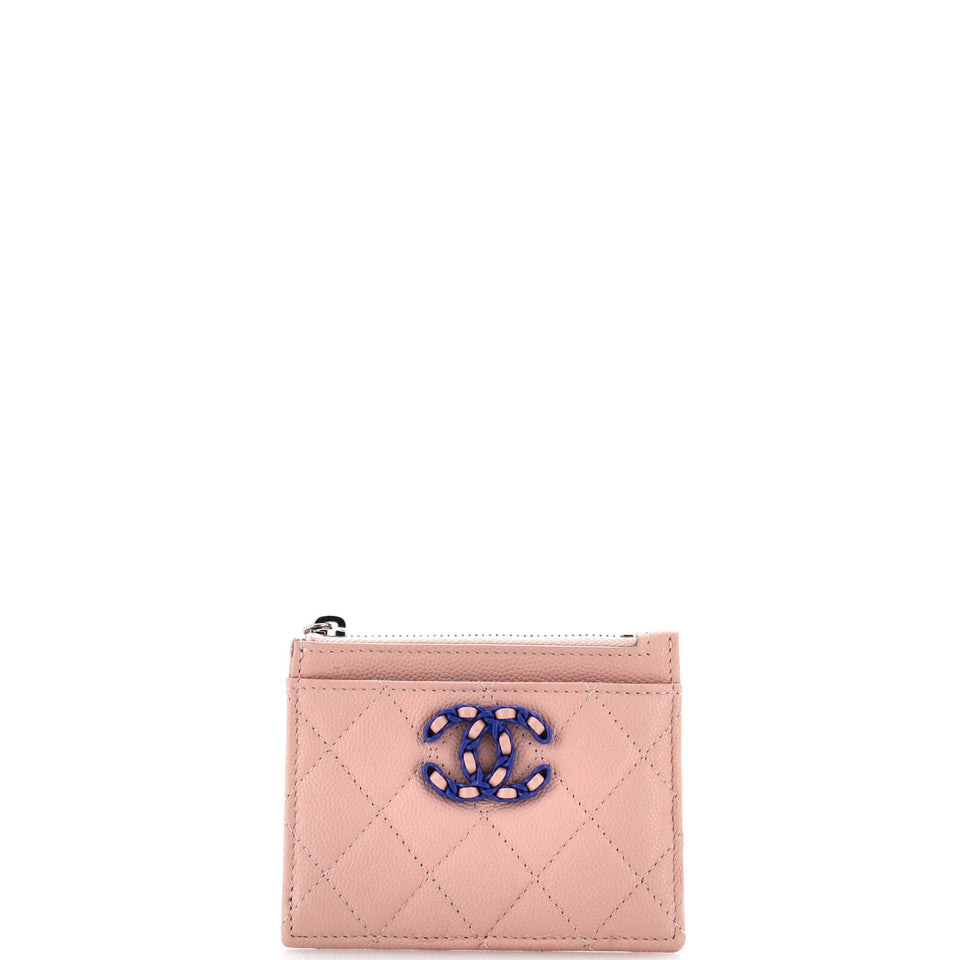 Bicolor CC Zip Around Card Holder Quilt Caviar