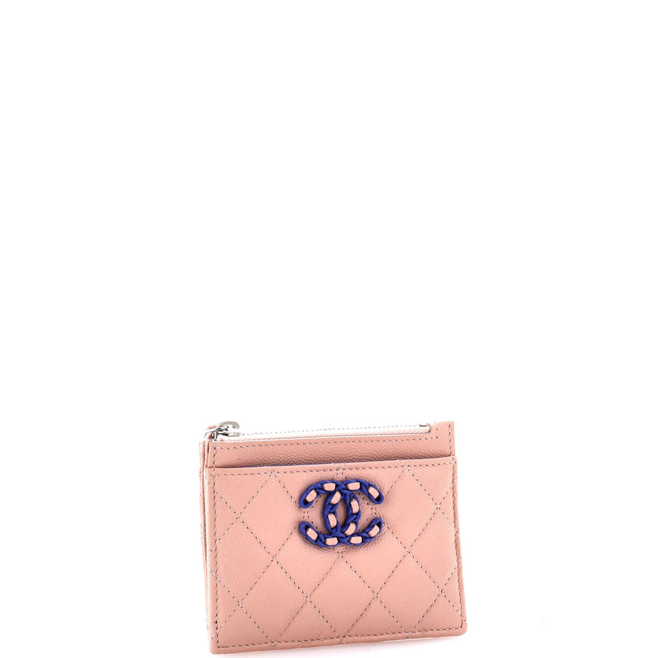 Bicolor CC Zip Around Card Holder Quilt Caviar