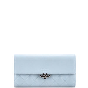 CC Box Gusset Flap Wallet Quilted Calfskin Long