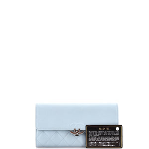 CC Box Gusset Flap Wallet Quilted Calfskin Long