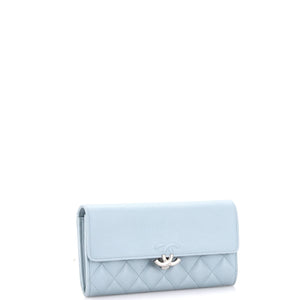 CC Box Gusset Flap Wallet Quilted Calfskin Long