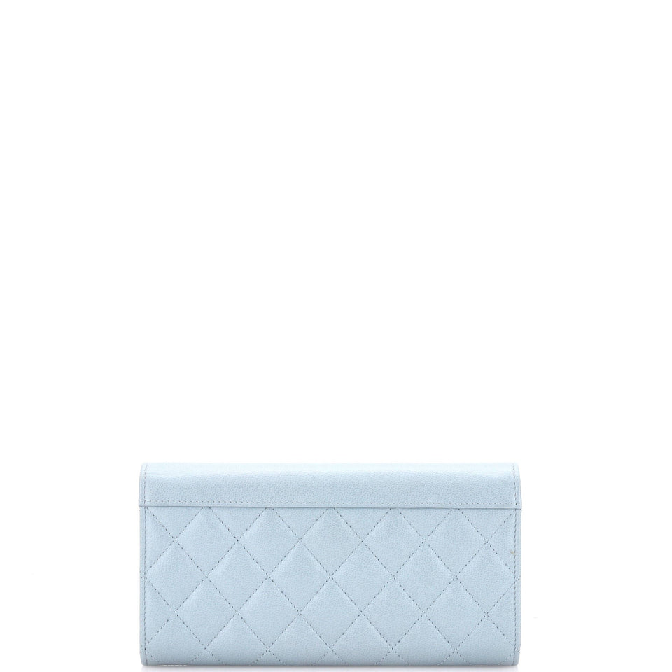 CC Box Gusset Flap Wallet Quilted Calfskin Long