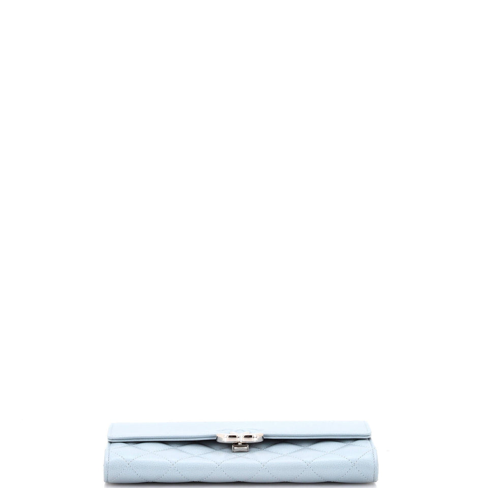 CC Box Gusset Flap Wallet Quilted Calfskin Long