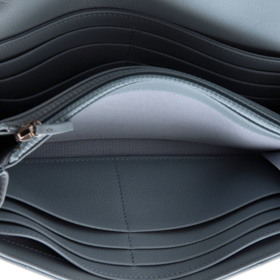 CC Box Gusset Flap Wallet Quilted Calfskin Long