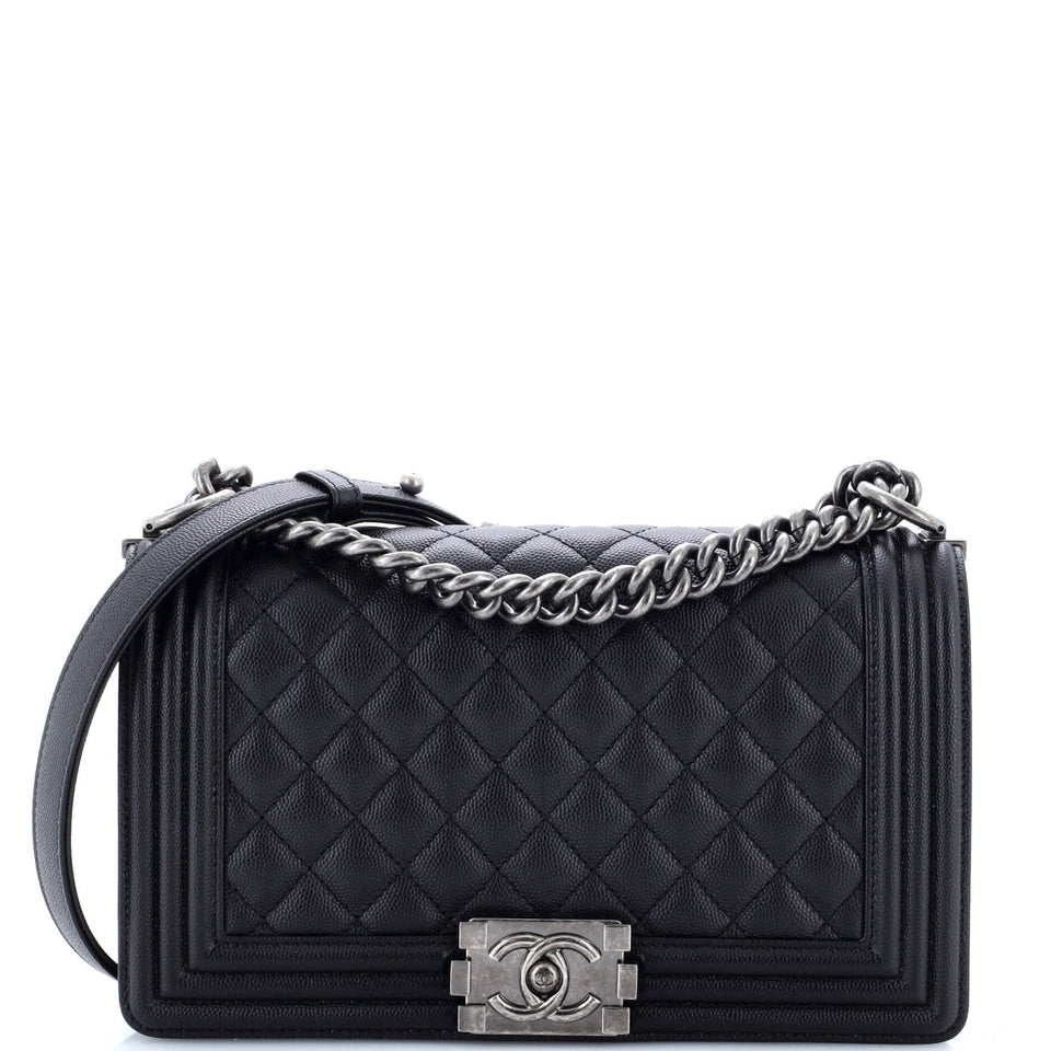 Boy Flap Bag Quilted Caviar Old Medium