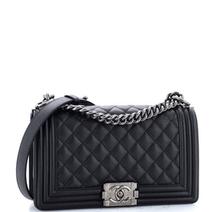 Boy Flap Bag Quilted Caviar Old Medium
