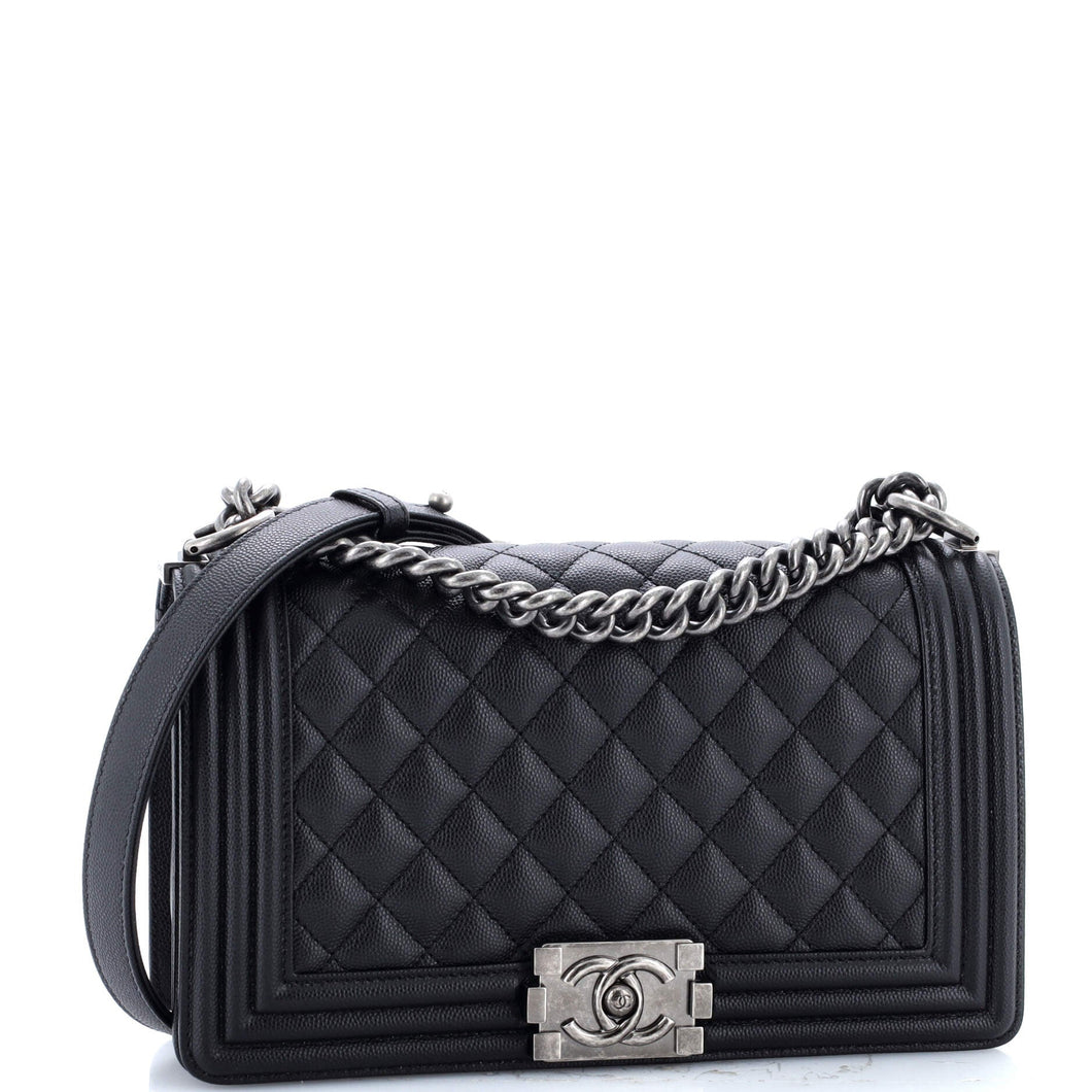 Boy Flap Bag Quilted Caviar Old Medium