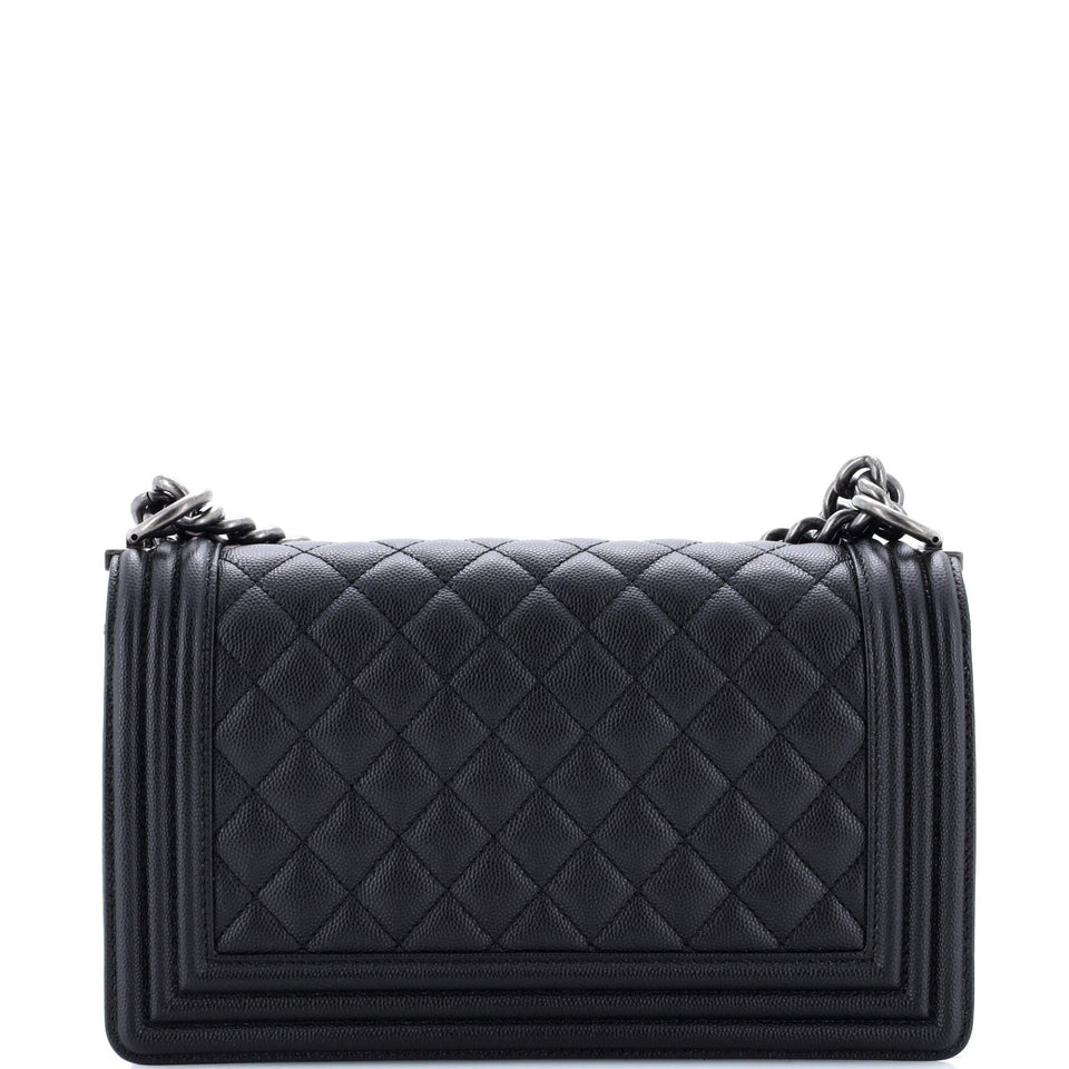 Boy Flap Bag Quilted Caviar Old Medium