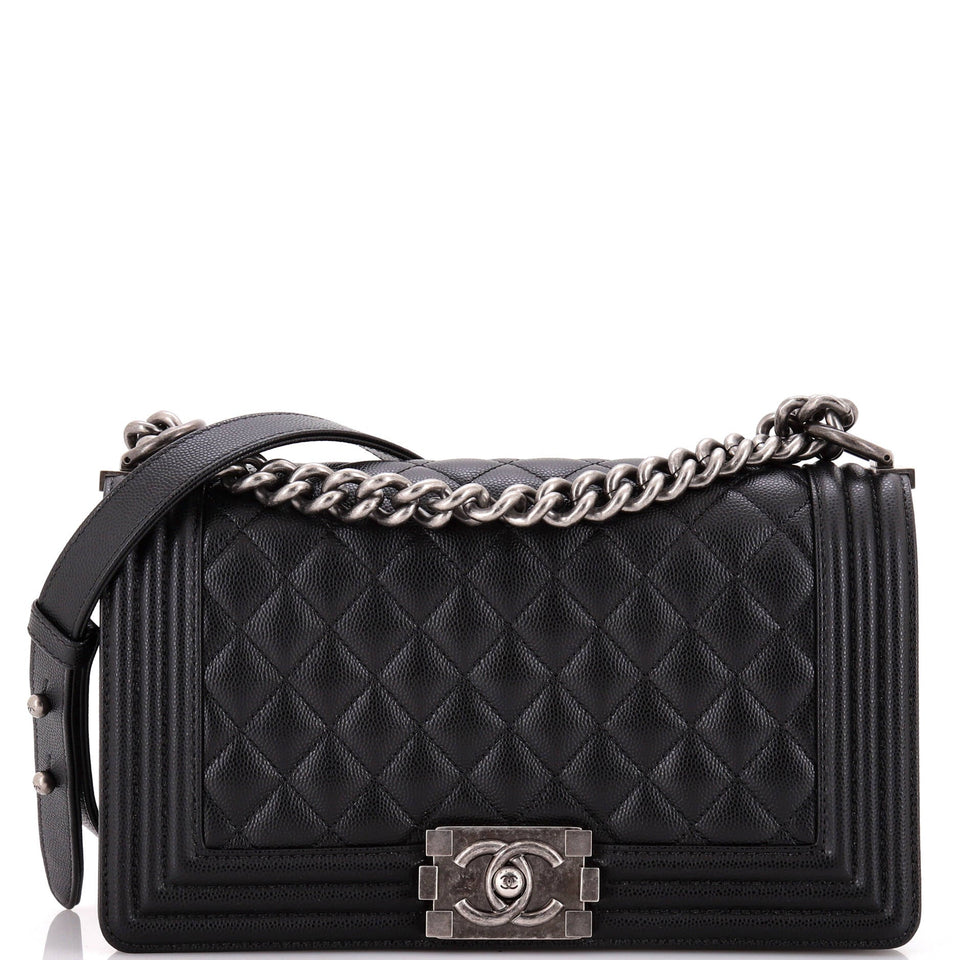 Boy Flap Bag Quilted Caviar Old Medium