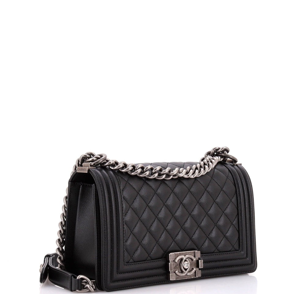 Boy Flap Bag Quilted Caviar Old Medium