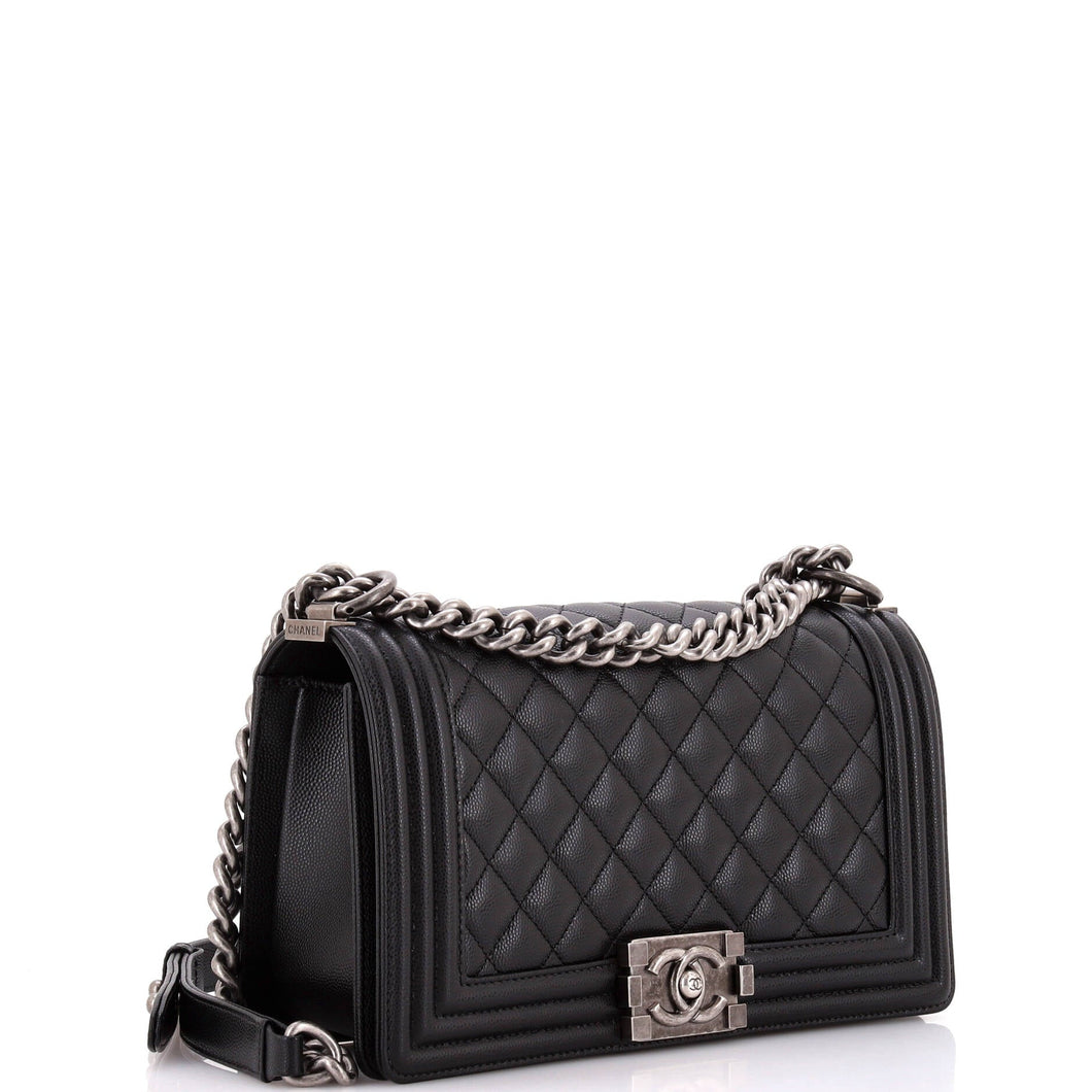 Boy Flap Bag Quilted Caviar Old Medium